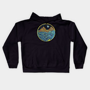 Seascape with moon and Stars Kids Hoodie